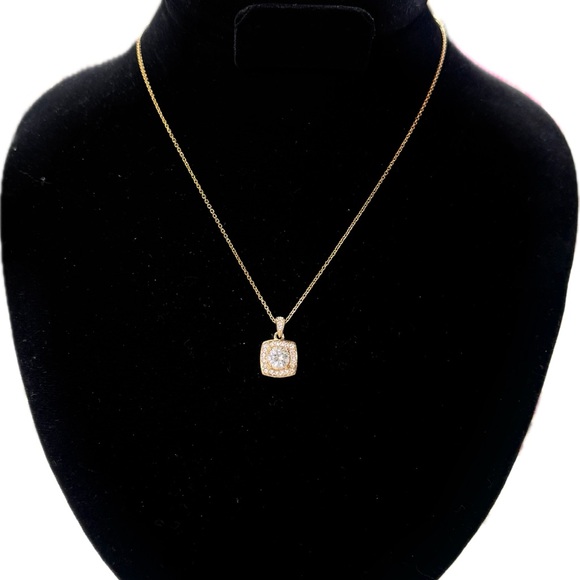 NADRI- Yellow- Gold Chain CZ Square Pendant - Picture 7 of 8